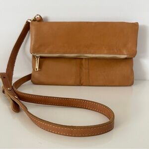 NOONDAY COLLECTION ADWA FOLDOVER Tan Leather CROSSBODY BAG CLUTCH